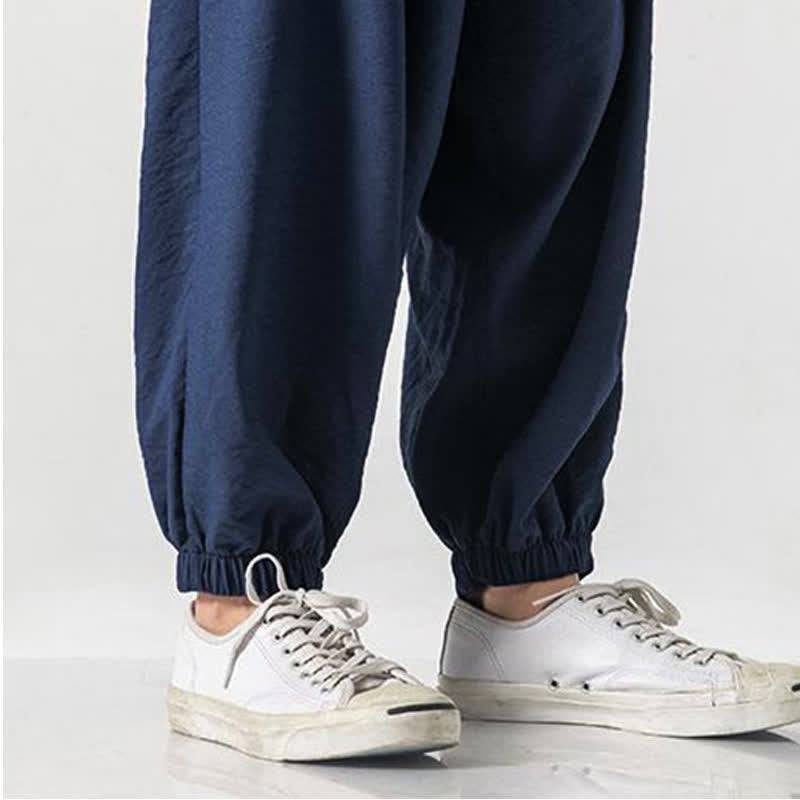 Buddha Stones Lässige, einfarbige Herren-Cropped-Hose mit Kordelzug für Frühling und Sommer, schmal zulaufende Hose mit Tasche - image 20