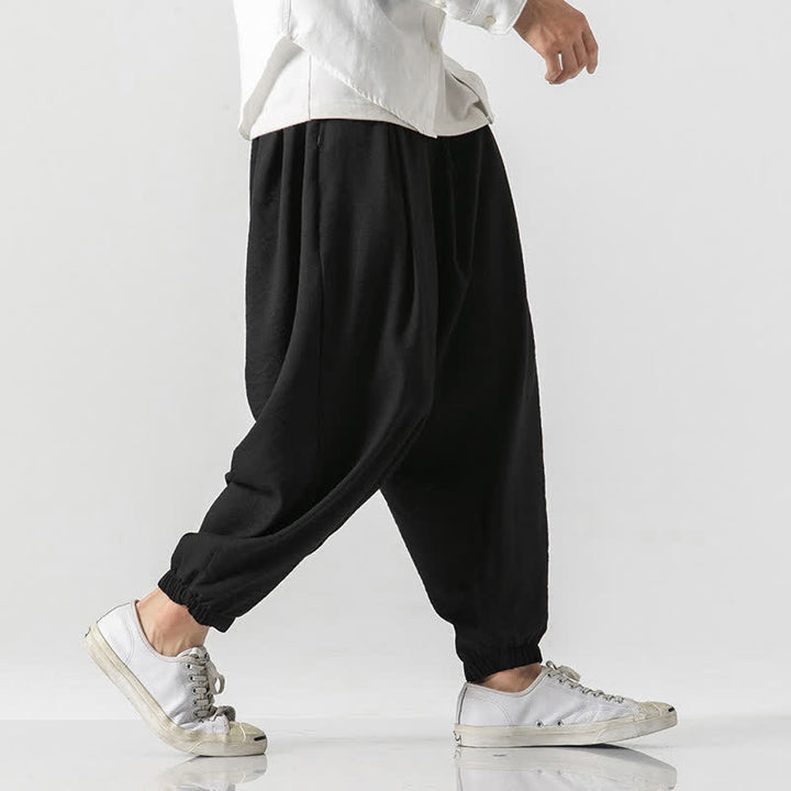 Buddha Stones Lässige, einfarbige Herren-Cropped-Hose mit Kordelzug für Frühling und Sommer, schmal zulaufende Hose mit Tasche - image 9