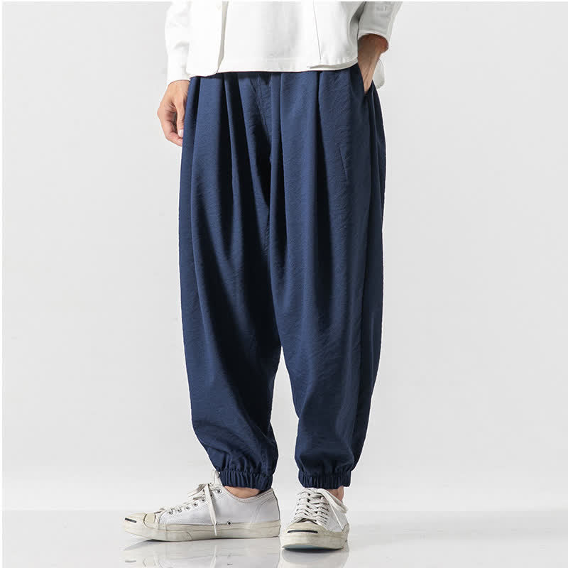 Buddha Stones Lässige, einfarbige Herren-Cropped-Hose mit Kordelzug für Frühling und Sommer, schmal zulaufende Hose mit Tasche - image 14
