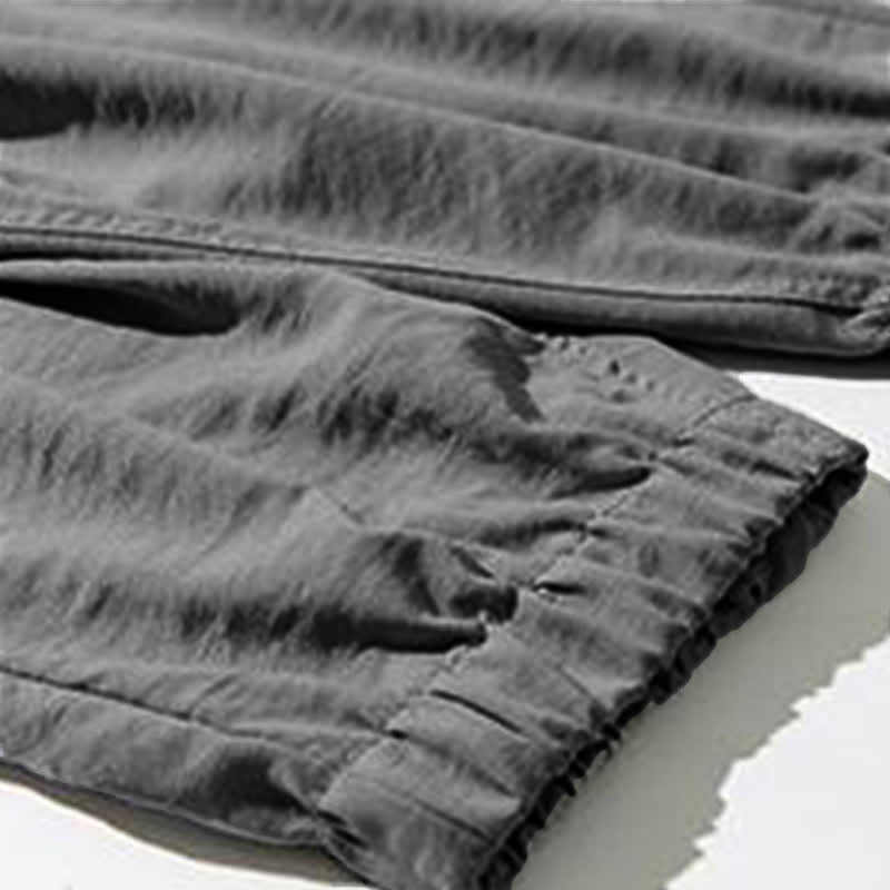 Buddha Stones Lässige, einfarbige Herren-Cropped-Hose mit Kordelzug für Frühling und Sommer, schmal zulaufende Hose mit Tasche - image 29