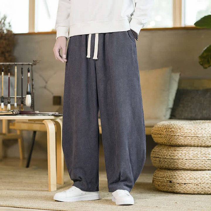 Buddha Stones Lässige, minimalistische Herren-Ankle-Hose mit Kordelzug und Tasche für Herbst und Winter - DimGray - US/UK/AU46, EU56 (5XL) - image 0