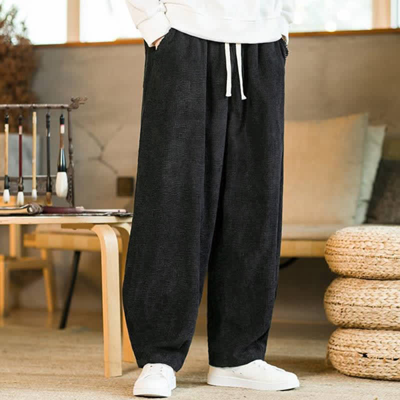 Buddha Stones Lässige, minimalistische Herren-Ankle-Hose mit Kordelzug und Tasche für Herbst und Winter - image 10