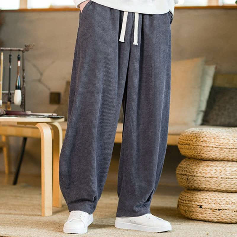 Buddha Stones Lässige, minimalistische Herren-Ankle-Hose mit Kordelzug und Tasche für Herbst und Winter - image 2