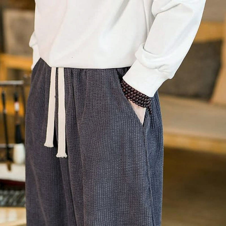 Buddha Stones Lässige, minimalistische Herren-Ankle-Hose mit Kordelzug und Tasche für Herbst und Winter - image 5