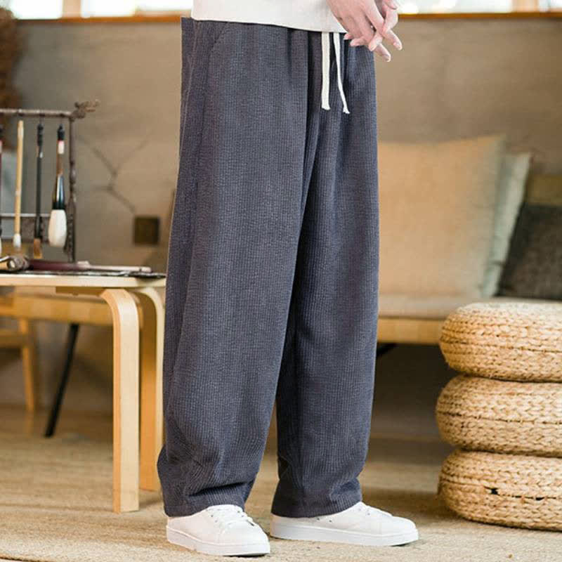 Buddha Stones Lässige, minimalistische Herren-Ankle-Hose mit Kordelzug und Tasche für Herbst und Winter - image 3