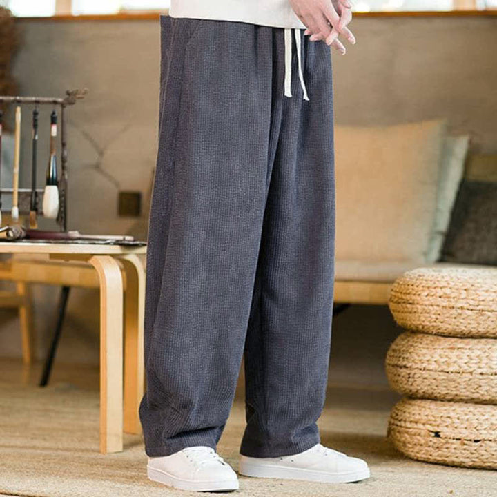 Buddha Stones Lässige, minimalistische Herren-Ankle-Hose mit Kordelzug und Tasche für Herbst und Winter - image 3
