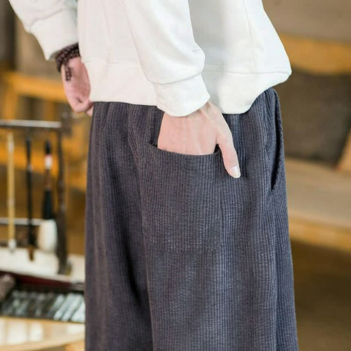 Buddha Stones Lässige, minimalistische Herren-Ankle-Hose mit Kordelzug und Tasche für Herbst und Winter - image 6