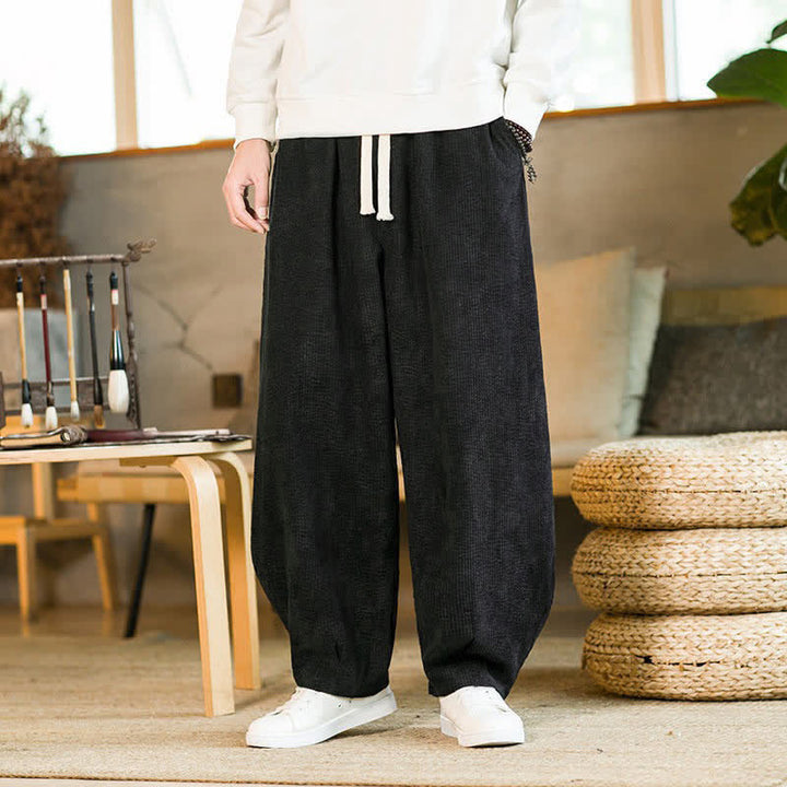 Buddha Stones Lässige, minimalistische Herren-Ankle-Hose mit Kordelzug und Tasche für Herbst und Winter - Schwarz - US/UK/AU46, EU56 (5XL) - image 8
