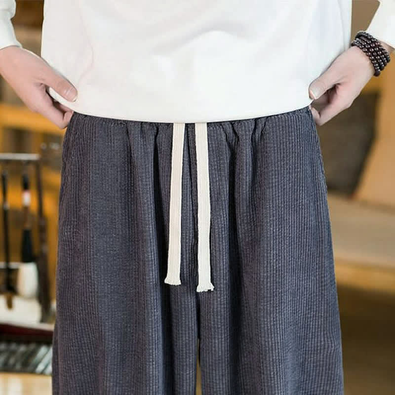 Buddha Stones Lässige, minimalistische Herren-Ankle-Hose mit Kordelzug und Tasche für Herbst und Winter - image 4
