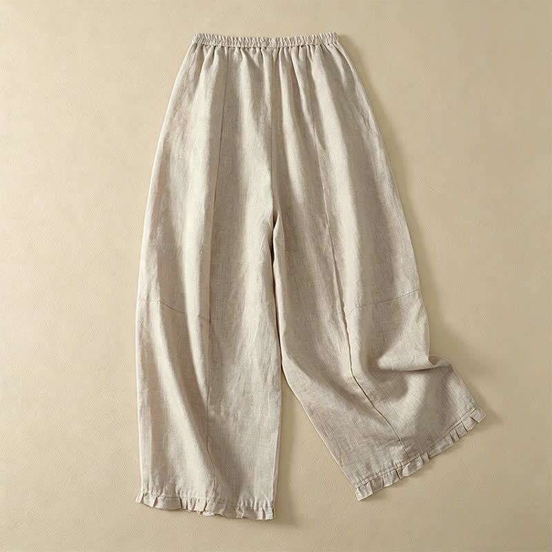Buddha Stones Basic-Hose für Frühling und Sommer, schlicht, einfarbig, knöchelhoch, gerades Bein, mit Taschen - image 1