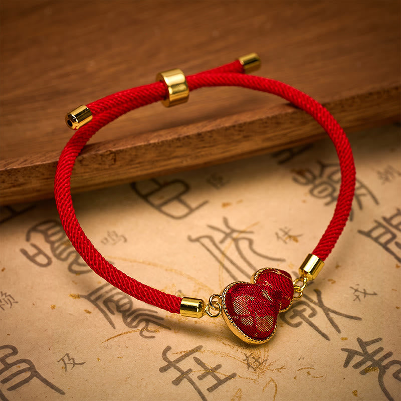 Buddha Stones Rotes Armband aus Brokatkürbis mit Schnurliedmotiv zum Schutz - image 2