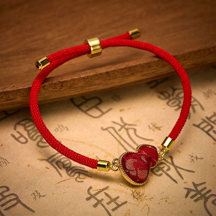 Buddha Stones Rotes Armband aus Brokatkürbis mit Schnurliedmotiv zum Schutz - image 2
