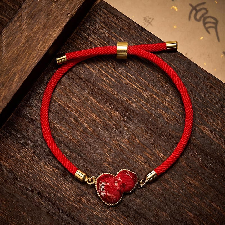 Buddha Stones Rotes Armband aus Brokatkürbis mit Schnurliedmotiv zum Schutz - image 3