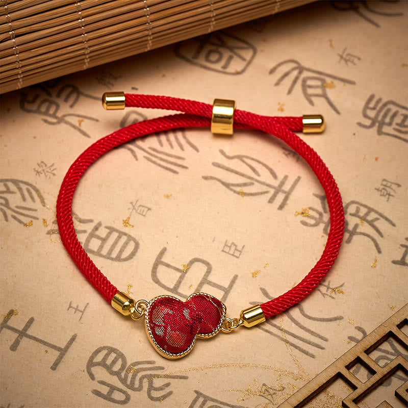 Buddha Stones Rotes Armband aus Brokatkürbis mit Schnurliedmotiv zum Schutz - image 4