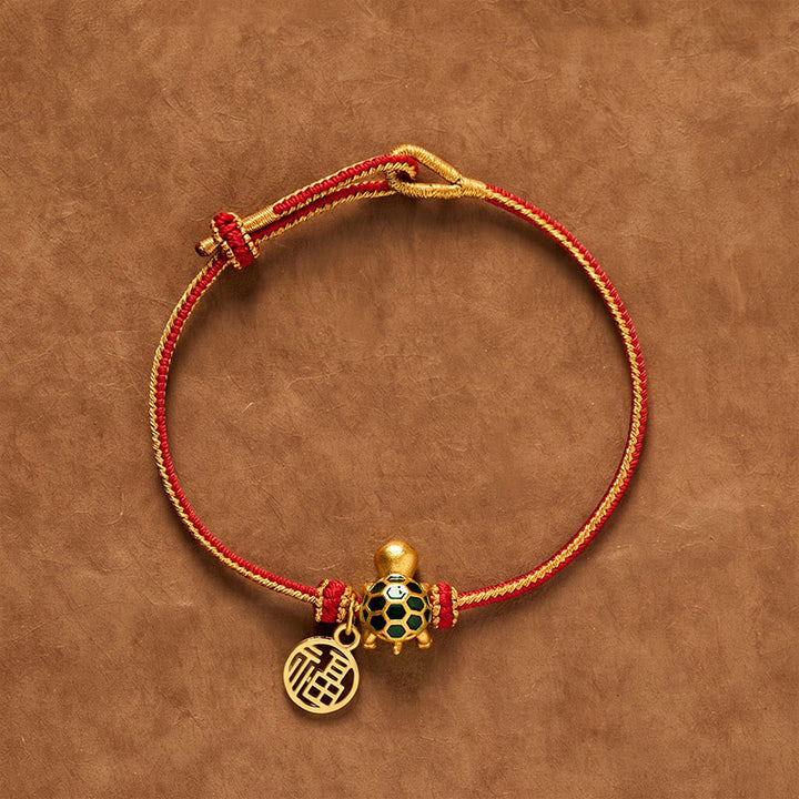 Buddha Stones Rotes Armband mit Kupferfaden und Schildkrötenmotiv - Rotes Band (Handgelenkumfang: 15–18 cm) - image 0