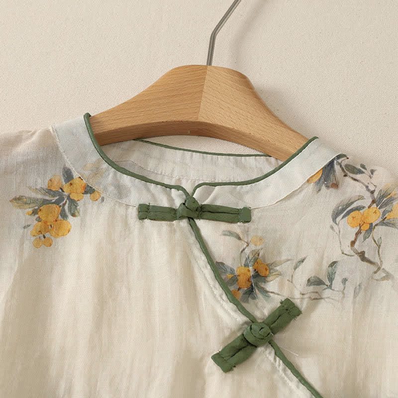 Buddha Stones Sommerliches ärmelloses Tanktop im Vintage-Stil mit Froschknopf und Orchideenmuster für Damen – Tang Style - image 51