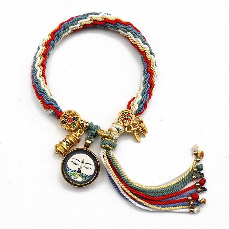 Buddha Stones Armband aus tibetischem Titanstahl mit Om-Mani-Padme-Hum-Motiv - Rot Blau - image 4