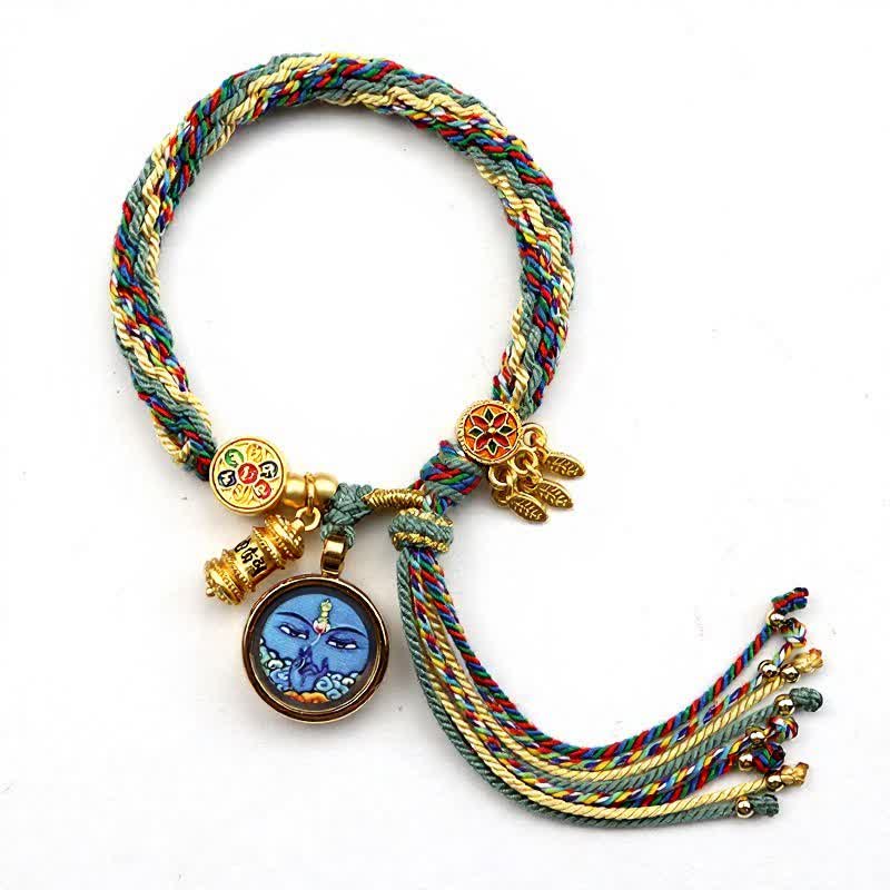 Buddha Stones Armband aus tibetischem Titanstahl mit Om-Mani-Padme-Hum-Motiv - Dunkelgrün - image 8