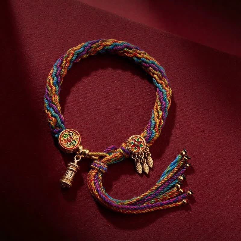 Buddha Stones Tibetisches Om Mani Padme Hum Reinheits-Handgewebtes Kordelarmband - image 1