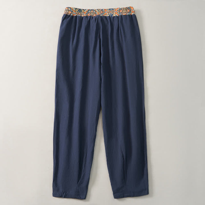 Buddha Stones Lässige Boho-Hose für Frühling und Sommer, lange Herrenhose mit Kordelzug, geometrischem Muster, elastischem Bund und Taschen - image 15