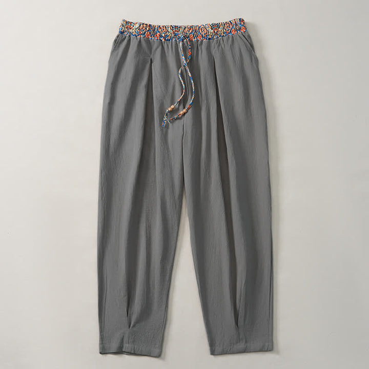 Buddha Stones Lässige Boho-Hose für Frühling und Sommer, lange Herrenhose mit Kordelzug, geometrischem Muster, elastischem Bund und Taschen - image 26