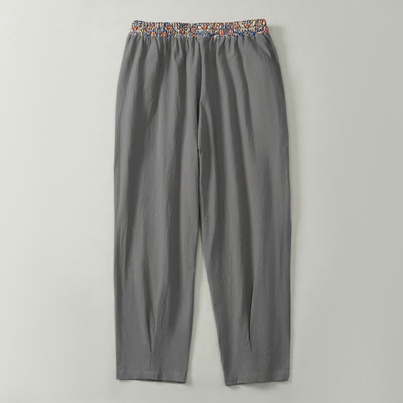 Buddha Stones Lässige Boho-Hose für Frühling und Sommer, lange Herrenhose mit Kordelzug, geometrischem Muster, elastischem Bund und Taschen - image 27
