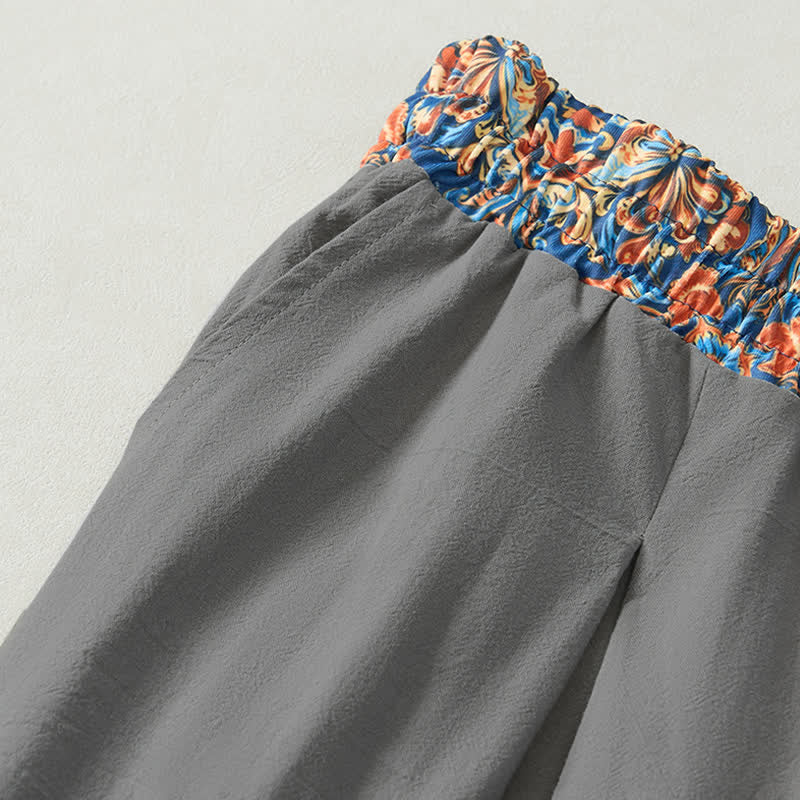 Buddha Stones Lässige Boho-Hose für Frühling und Sommer, lange Herrenhose mit Kordelzug, geometrischem Muster, elastischem Bund und Taschen - image 29