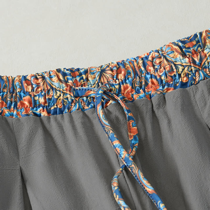 Buddha Stones Lässige Boho-Hose für Frühling und Sommer, lange Herrenhose mit Kordelzug, geometrischem Muster, elastischem Bund und Taschen - image 30
