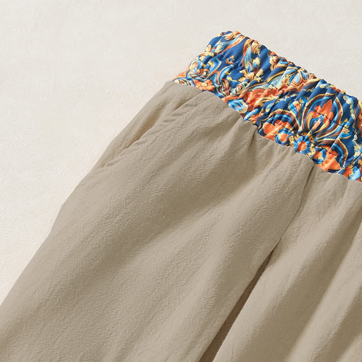 Buddha Stones Lässige Boho-Hose für Frühling und Sommer, lange Herrenhose mit Kordelzug, geometrischem Muster, elastischem Bund und Taschen - image 5