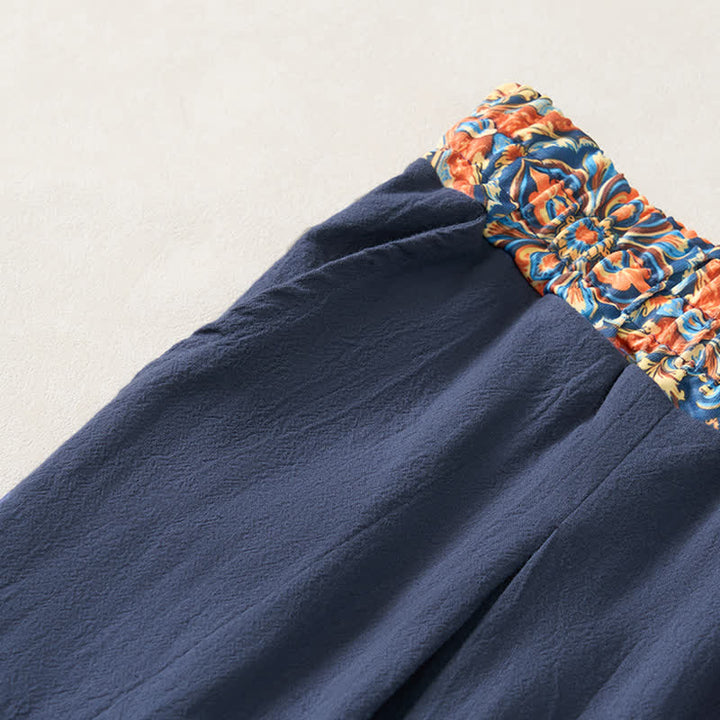 Buddha Stones Lässige Boho-Hose für Frühling und Sommer, lange Herrenhose mit Kordelzug, geometrischem Muster, elastischem Bund und Taschen - image 16