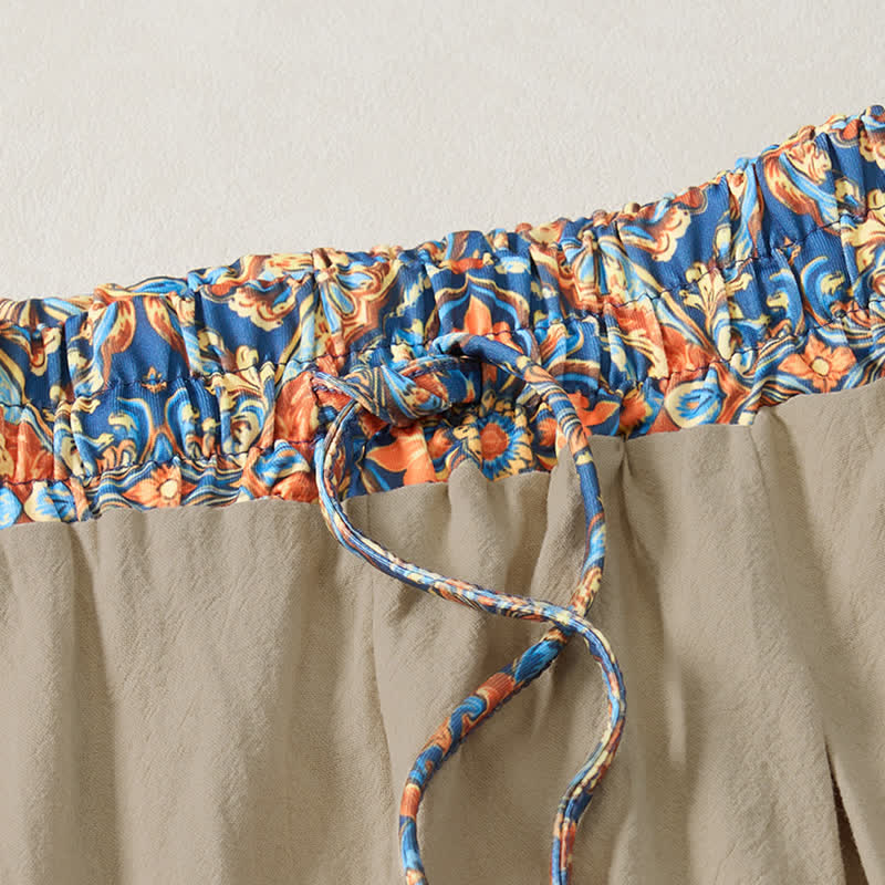 Buddha Stones Lässige Boho-Hose für Frühling und Sommer, lange Herrenhose mit Kordelzug, geometrischem Muster, elastischem Bund und Taschen - image 7