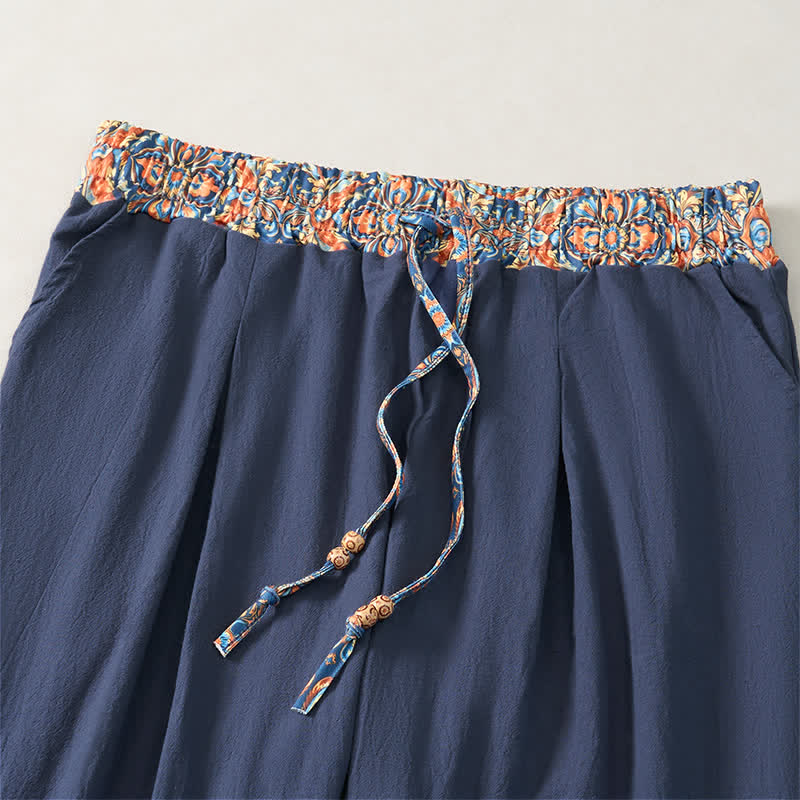 Buddha Stones Lässige Boho-Hose für Frühling und Sommer, lange Herrenhose mit Kordelzug, geometrischem Muster, elastischem Bund und Taschen - image 17