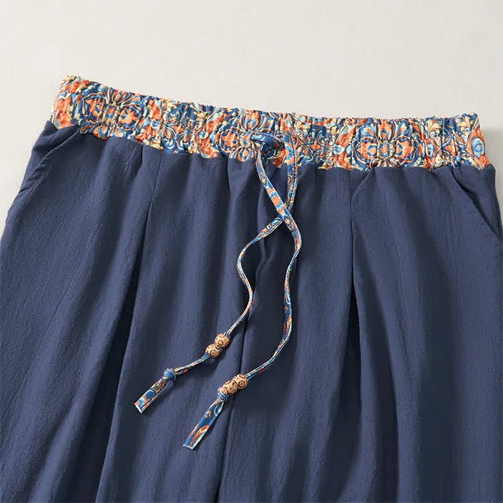 Buddha Stones Lässige Boho-Hose für Frühling und Sommer, lange Herrenhose mit Kordelzug, geometrischem Muster, elastischem Bund und Taschen - image 17