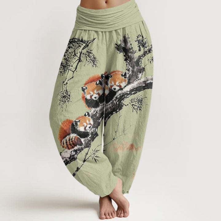 Buddha Stones Damen-Haremshose mit Bambus- und Panda-Muster aus Baumwolle mit elastischem Bund und elastischem Bund - Hellgrün - US16, UK/AU20, EU48 (3XL) - image 5