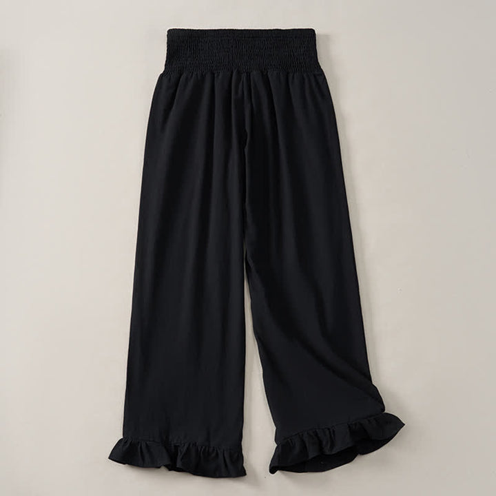 Buddha Stones Lässige Boho-Hose für Damen, knöchellang, gerades Bein, mit Taschen und Rüschensaum, ideal für Frühling und Sommer - image 10