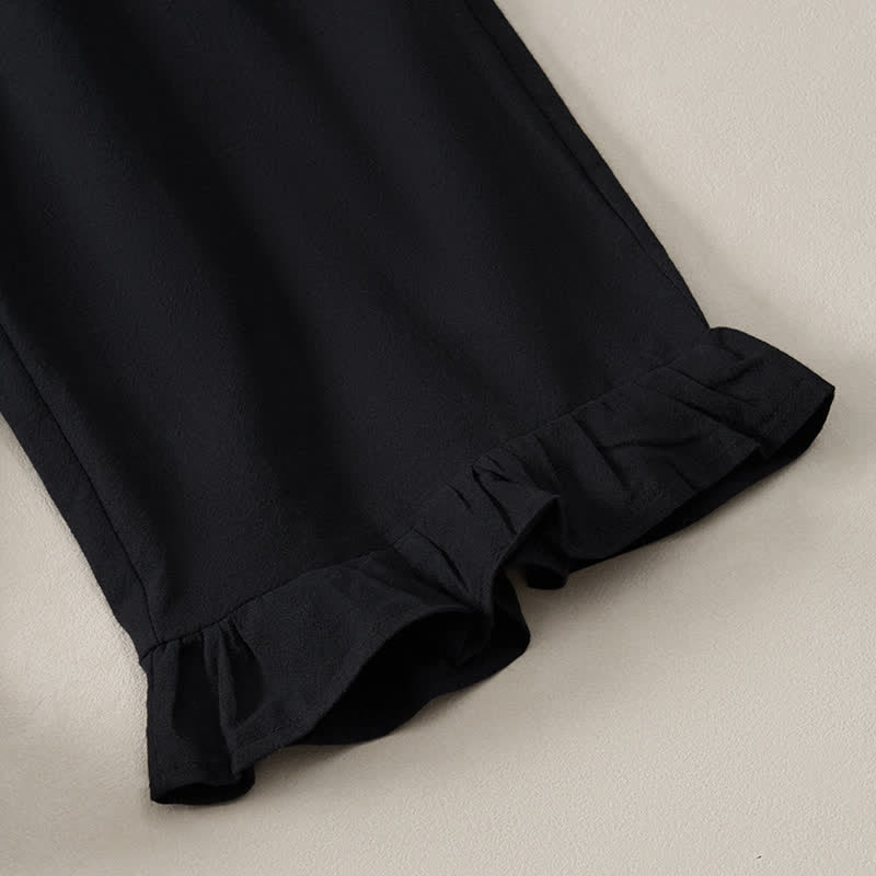 Buddha Stones Lässige Boho-Hose für Damen, knöchellang, gerades Bein, mit Taschen und Rüschensaum, ideal für Frühling und Sommer - image 15