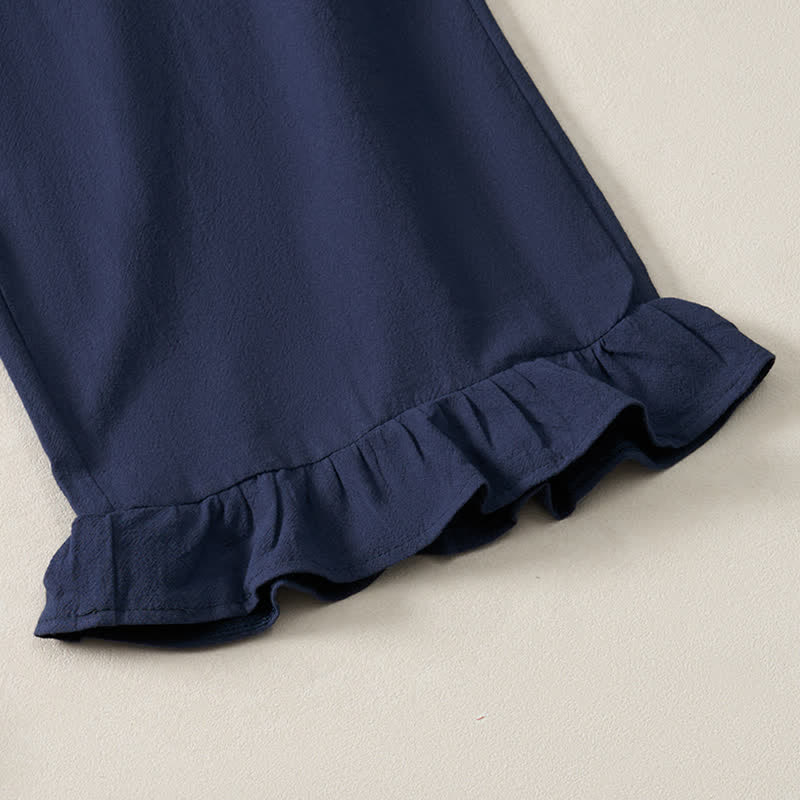 Buddha Stones Lässige Boho-Hose für Damen, knöchellang, gerades Bein, mit Taschen und Rüschensaum, ideal für Frühling und Sommer - image 6