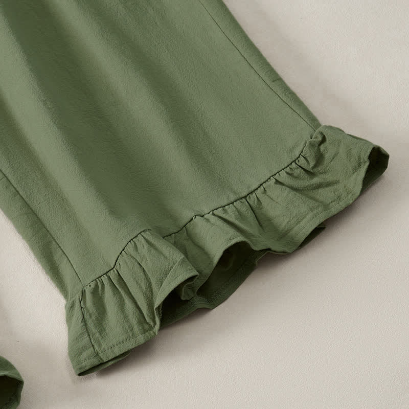 Buddha Stones Lässige Boho-Hose für Damen, knöchellang, gerades Bein, mit Taschen und Rüschensaum, ideal für Frühling und Sommer - image 26