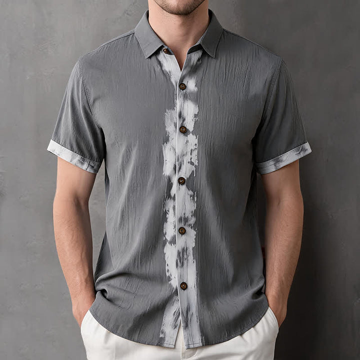 Buddha Stones Lässige Sommerhemden im Boho-Stil mit Batikmuster, einfarbig, Kurzarm, für Herren - Grau - US/UK/AU42, EU52 (3XL) - image 16