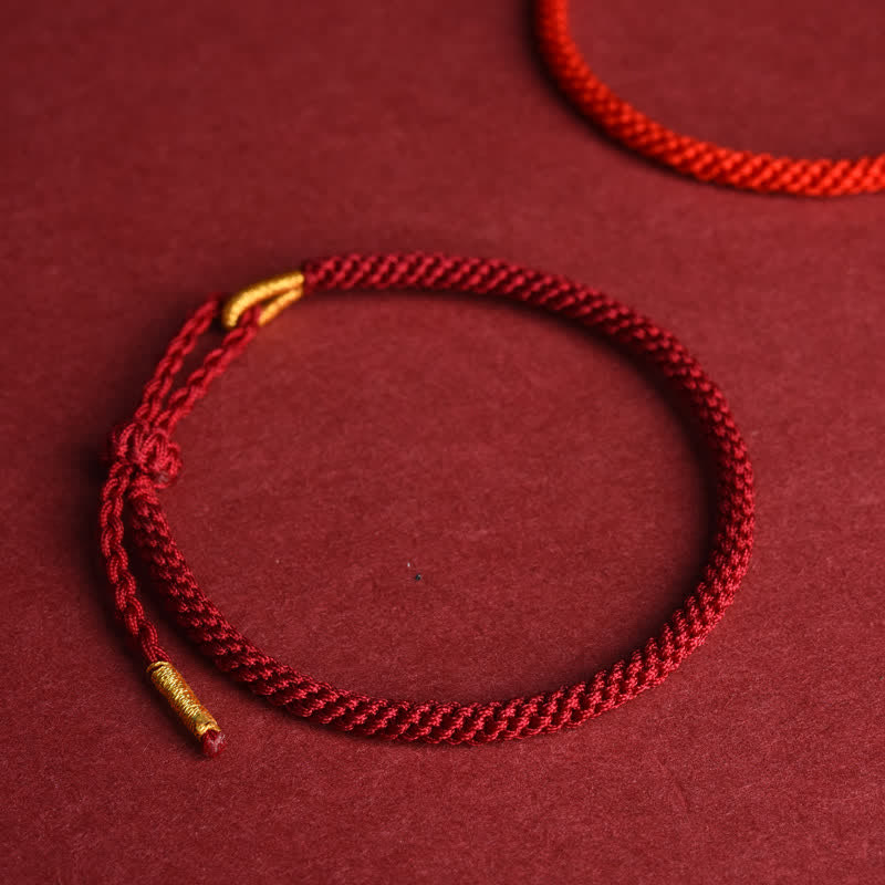 Buddha Stones Rotes, handgewebtes, verstellbares Schutzarmband - image 1