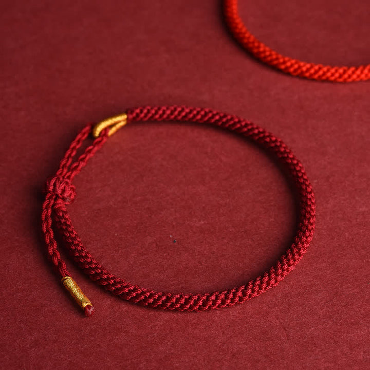 Buddha Stones Rotes, handgewebtes, verstellbares Schutzarmband - image 1