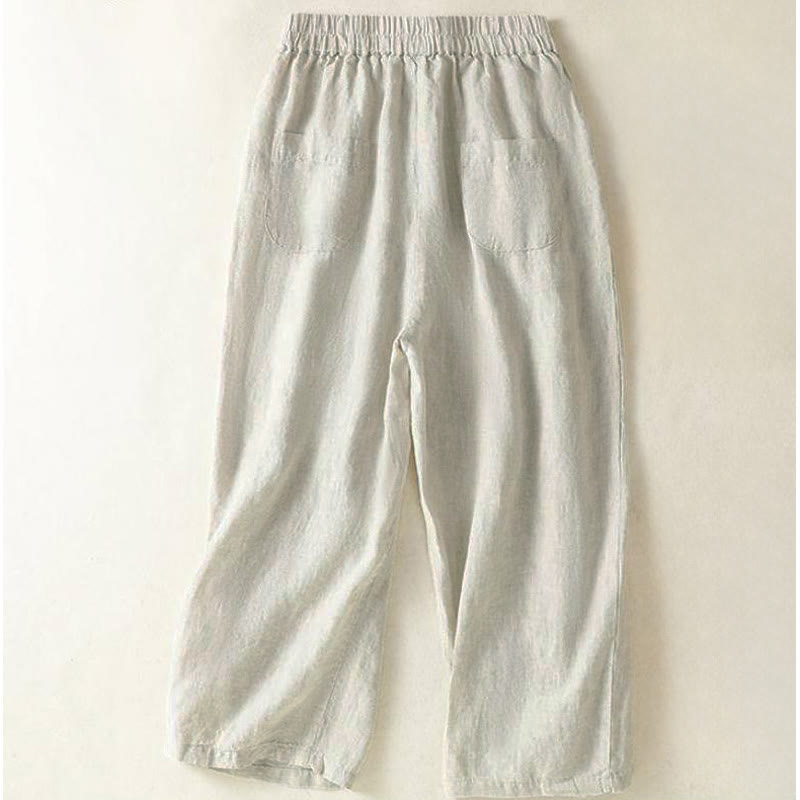 Buddha Stones Lässige, minimalistische Cropped-Hose mit Kordelzug für Damen – ideal für Frühling, Sommer und Herbst. Gerade geschnittene Hose mit Tasche. - image 6