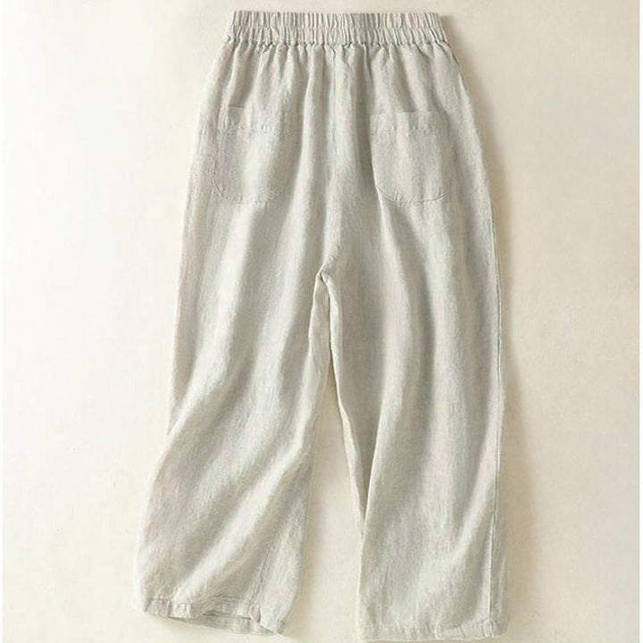Buddha Stones Lässige, minimalistische Cropped-Hose mit Kordelzug für Damen – ideal für Frühling, Sommer und Herbst. Gerade geschnittene Hose mit Tasche. - image 6