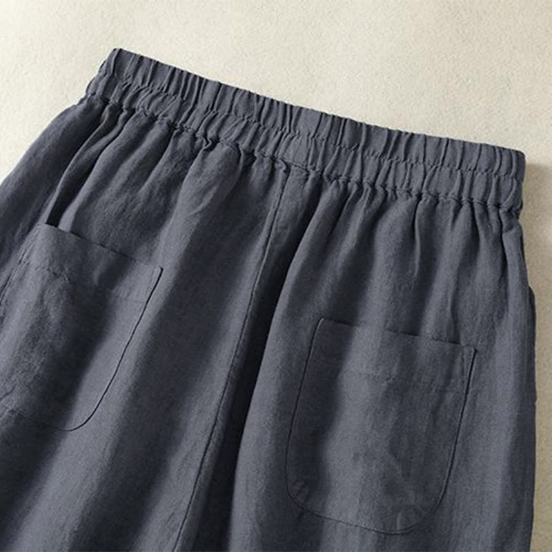 Buddha Stones Lässige, minimalistische Cropped-Hose mit Kordelzug für Damen – ideal für Frühling, Sommer und Herbst. Gerade geschnittene Hose mit Tasche. - image 3
