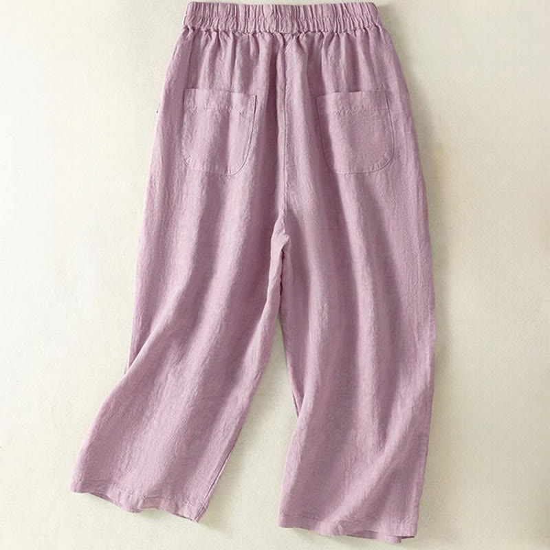 Buddha Stones Lässige, minimalistische Cropped-Hose mit Kordelzug für Damen – ideal für Frühling, Sommer und Herbst. Gerade geschnittene Hose mit Tasche. - image 13