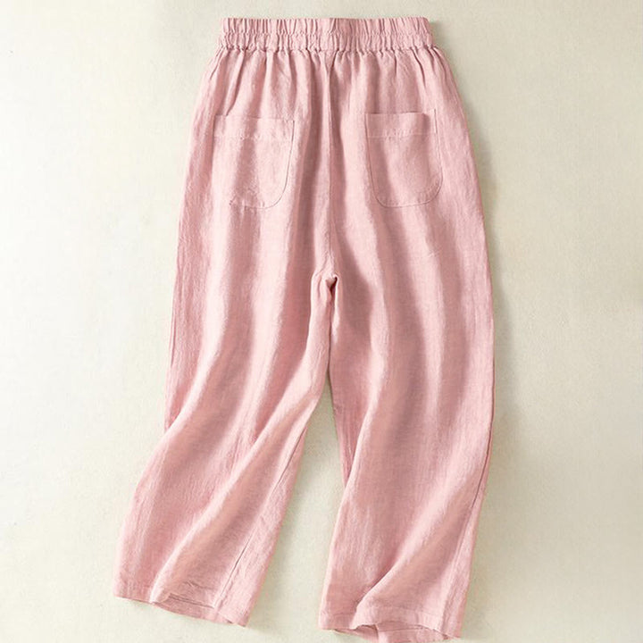 Buddha Stones Lässige, minimalistische Cropped-Hose mit Kordelzug für Damen – ideal für Frühling, Sommer und Herbst. Gerade geschnittene Hose mit Tasche. - image 18