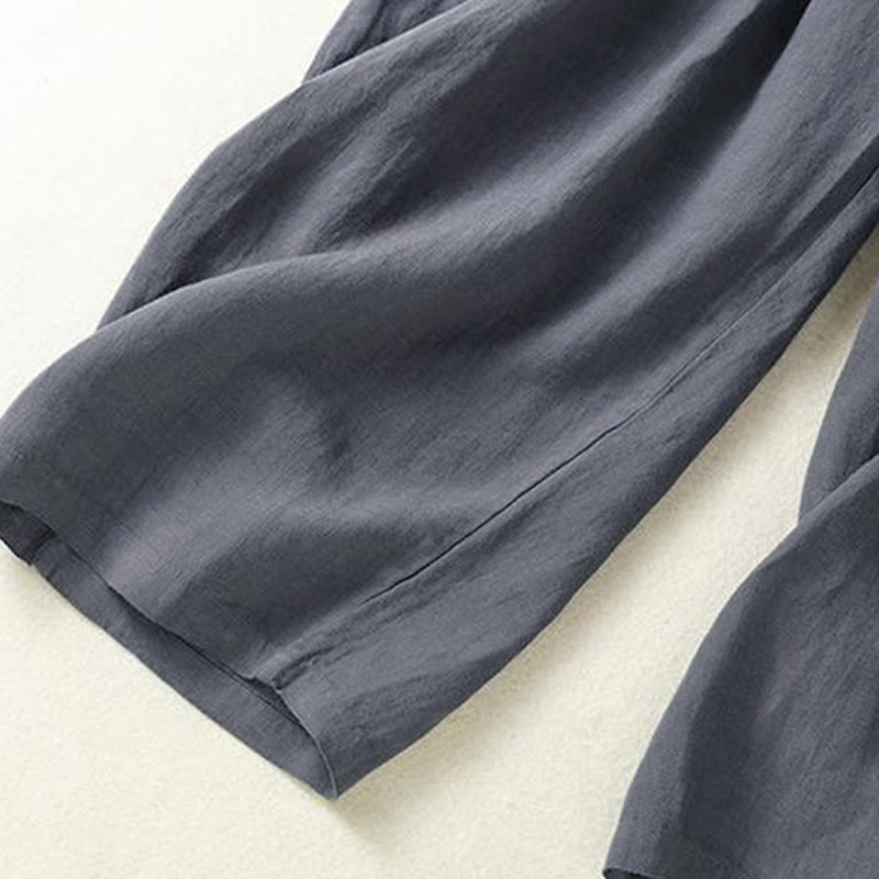 Buddha Stones Lässige, minimalistische Cropped-Hose mit Kordelzug für Damen – ideal für Frühling, Sommer und Herbst. Gerade geschnittene Hose mit Tasche. - image 4