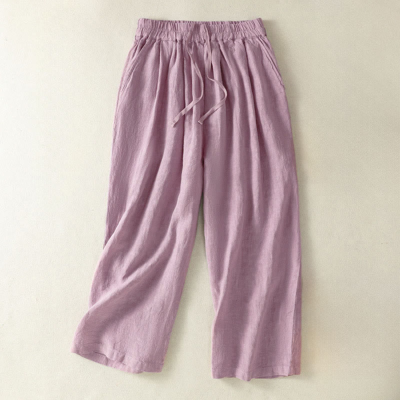 Buddha Stones Lässige, minimalistische Cropped-Hose mit Kordelzug für Damen – ideal für Frühling, Sommer und Herbst. Gerade geschnittene Hose mit Tasche. - Lavendel - US8-10, UK/AU12-14, EU40-42 (2XL) - image 12