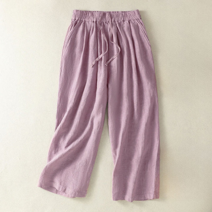 Buddha Stones Lässige, minimalistische Cropped-Hose mit Kordelzug für Damen – ideal für Frühling, Sommer und Herbst. Gerade geschnittene Hose mit Tasche. - Lavendel - US8-10, UK/AU12-14, EU40-42 (2XL) - image 12