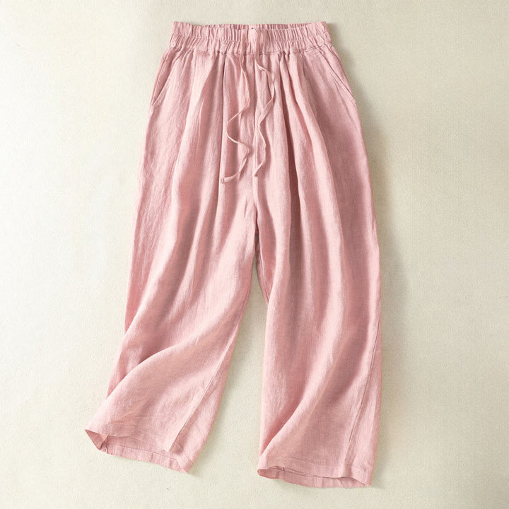 Buddha Stones Lässige, minimalistische Cropped-Hose mit Kordelzug für Damen – ideal für Frühling, Sommer und Herbst. Gerade geschnittene Hose mit Tasche. - Rosa - US8-10, UK/AU12-14, EU40-42 (2XL) - image 17